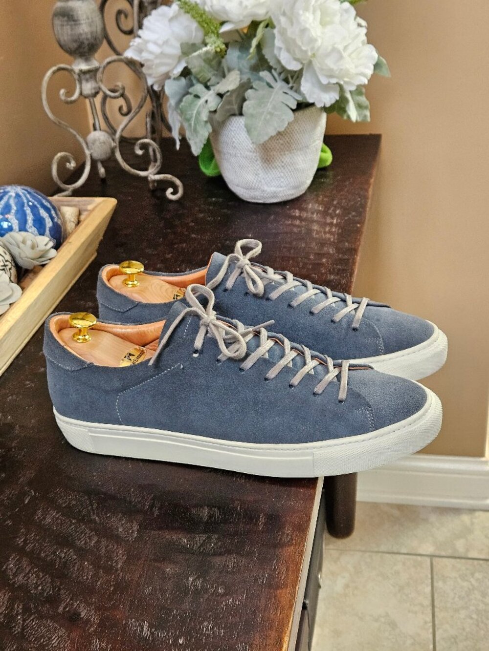 Beckett Simonon Men's Suede Sneakers, Blue/Gray, Sz 12